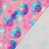 French Terry Stof Digitale Print – Discoballen – Roze