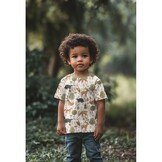 Sweat Stof Digitale Print Bosdieren Avontuur - Ecru