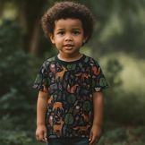 Sweat Stof Digitale Print Bosdieren Avontuur - Navy