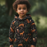 Sweat Stof Digitale Print Bosdieren Avontuur - Navy