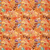 Katoen Poplin Stof Sinterklaas – Jute Look – Feestelijke Kinderprint