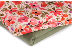 Jersey Katoen Digitale Print - Rode Appelbloesem