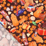 Katoen Poplin Stof Pakjesavond – Bruin – Feestelijke Sinterklaas Stof