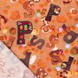 Sinterklaas Katoen Poplin Stof – Naturel – Chocoladeletters & Jute Look