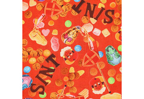 Katoen Poplin Stof - Sinterklaasfeest - Rood