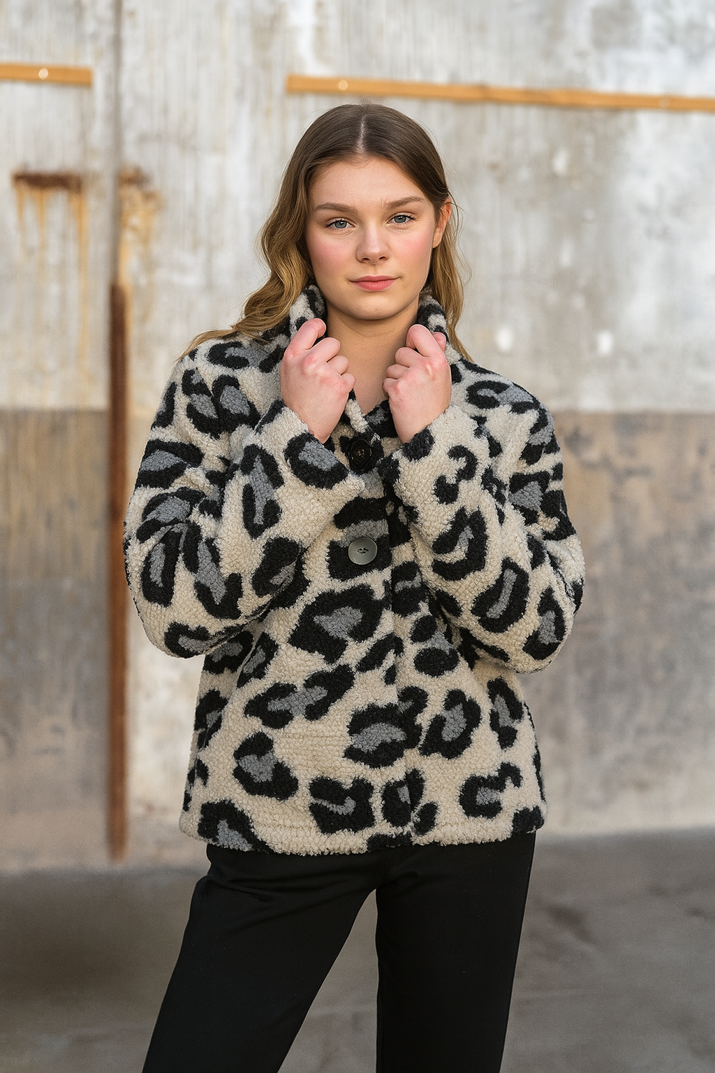 Teddy Stof Panterprint Grijs – Zacht, Warm & Trendy