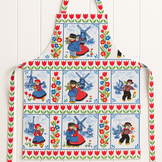 Delftsblauw Katoen – Kinderen, Molens & Tulpen in Rood, Blauw & Groen