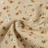 Jersey Katoen Stof - Bloemen Beige