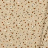 Jersey Katoen Stof - Bloemen Beige