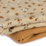 Jersey Katoen Stof - Bloemen Beige