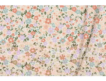 Jersey Katoen Stof – Herfstbloesem Off White