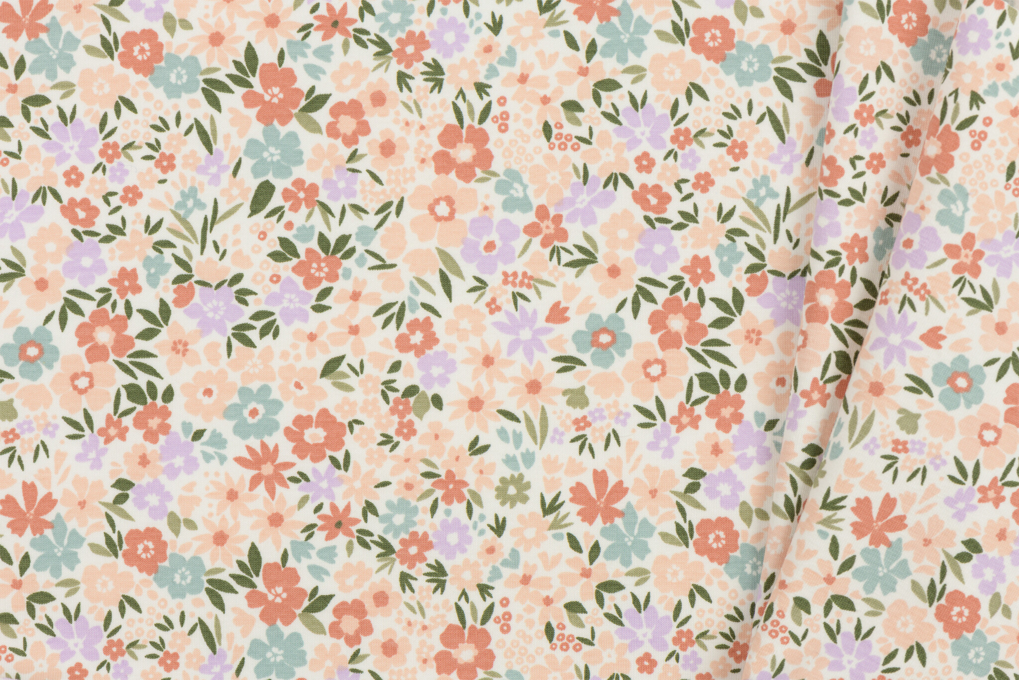 Jersey Katoen Stof – Herfstbloesem Off White