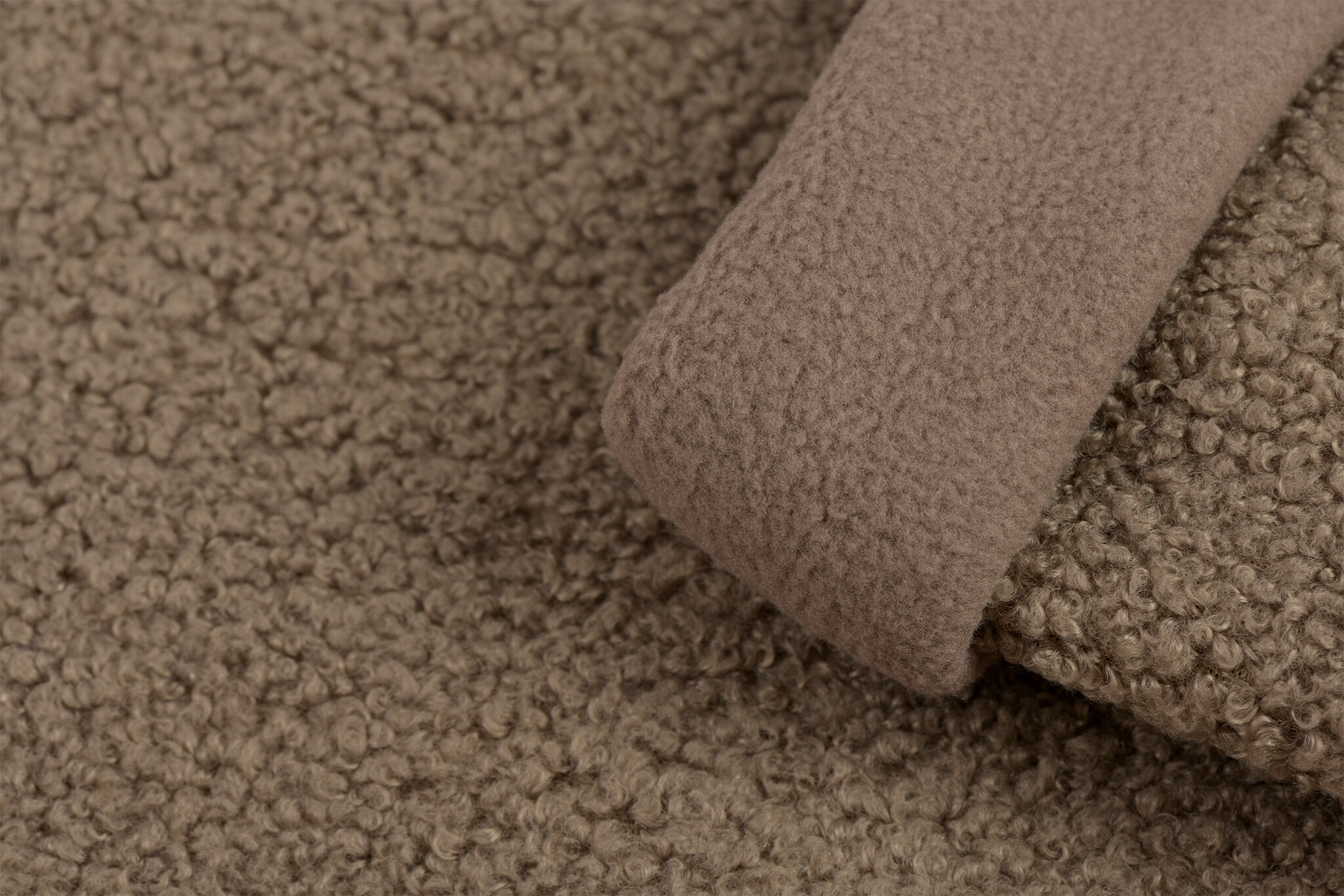 Teddy Fleece Doubleface Stof - Taupe