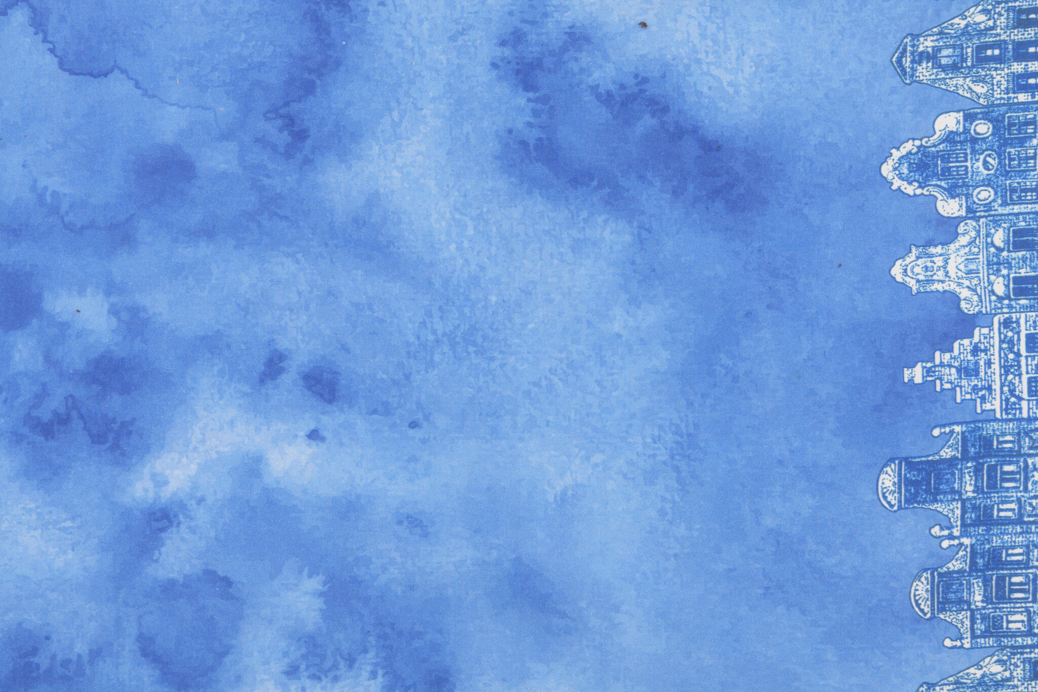 Delftsblauw Katoen – Randstof met Hollandse Grachtenpandjes