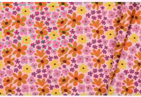 Jersey Katoen Digitale Print - Lila Geel Retro Bloem