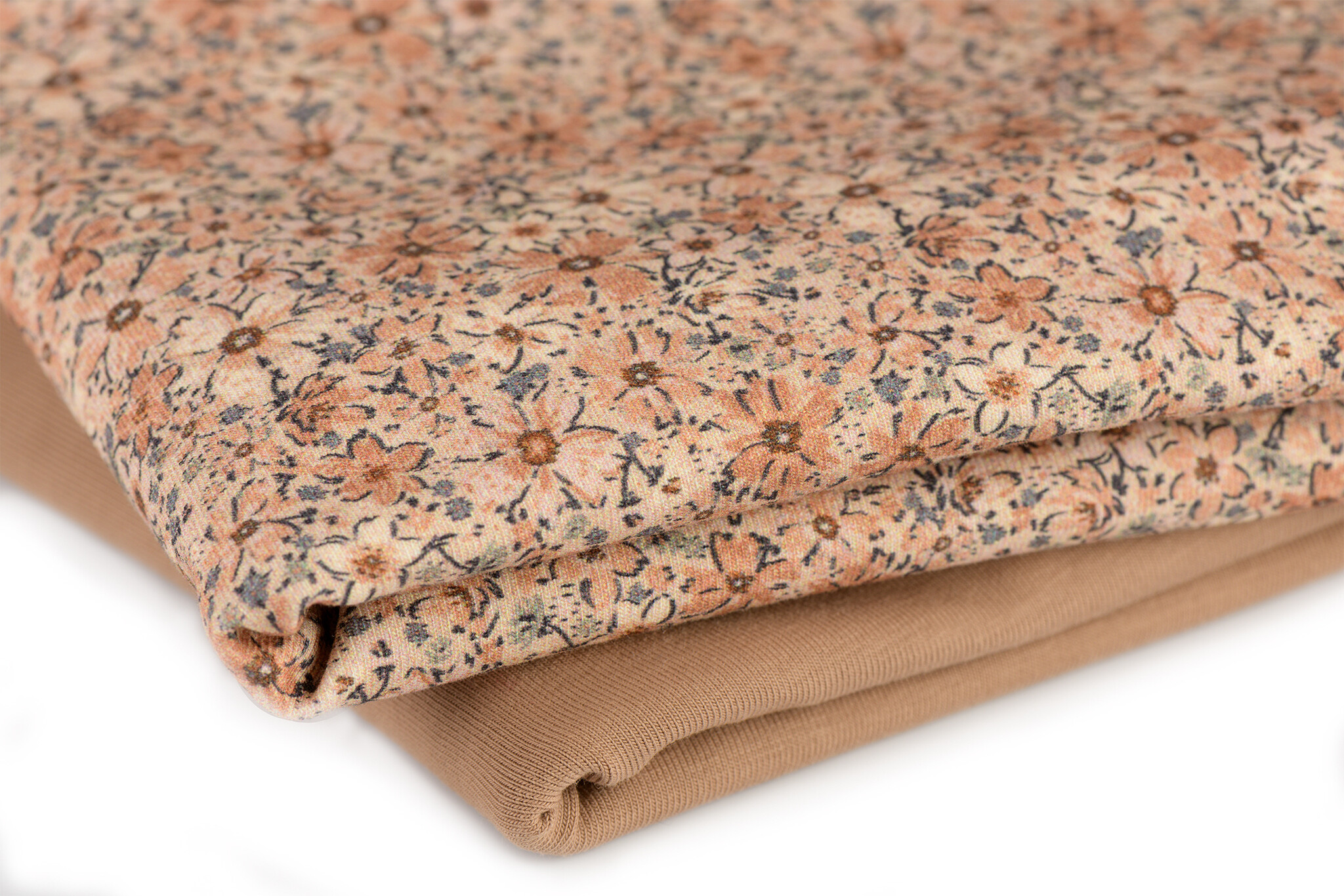 Jersey Katoen Digitale Print - Winter Bloem Cacao