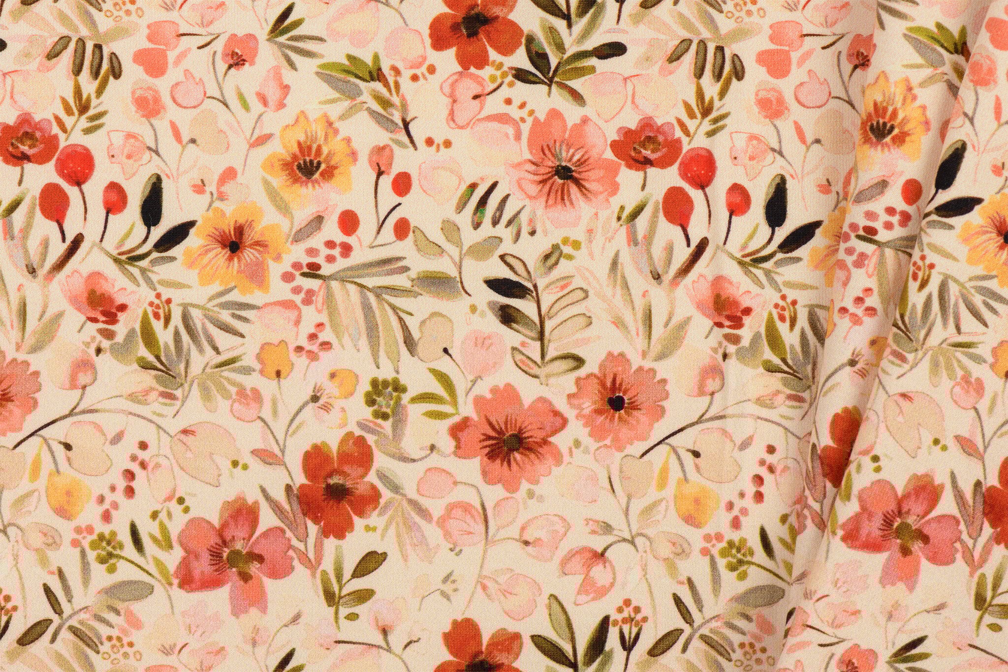 Jersey Katoen Digitale Print - Warme Kleuren Bloem