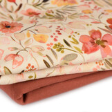 Jersey Katoen Digitale Print - Warme Kleuren Bloem