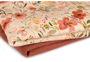 Jersey Katoen Digitale Print - Warme Kleuren Bloem