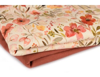 Jersey Katoen Digitale Print - Warme Kleuren Bloem