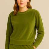 Nicky Velours Stof Mosgroen – Zacht, Rekbaar & Ademend