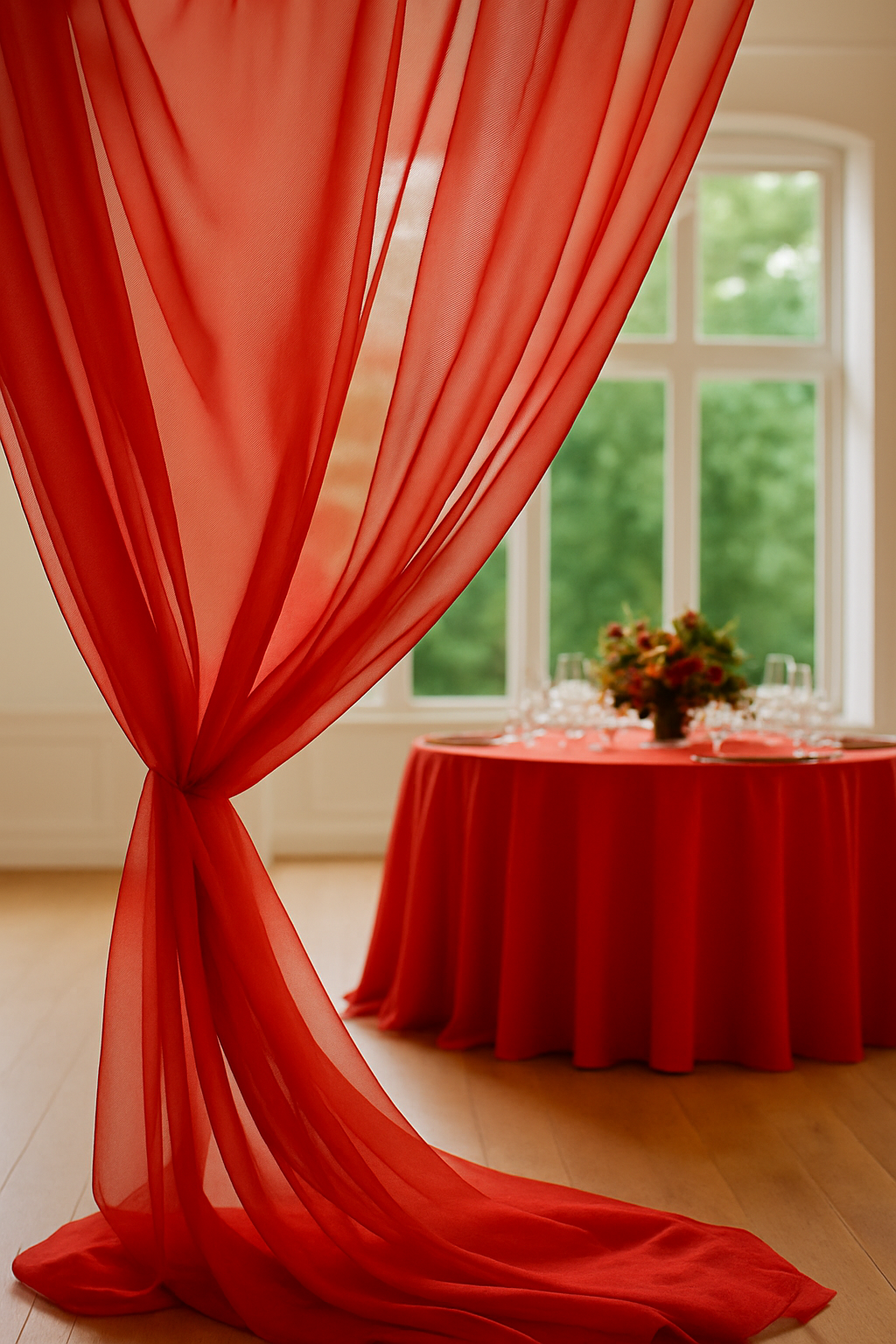 Organza Stof Brandvertragend – Donkerrood – 300 cm – Voor Decoratie & Events