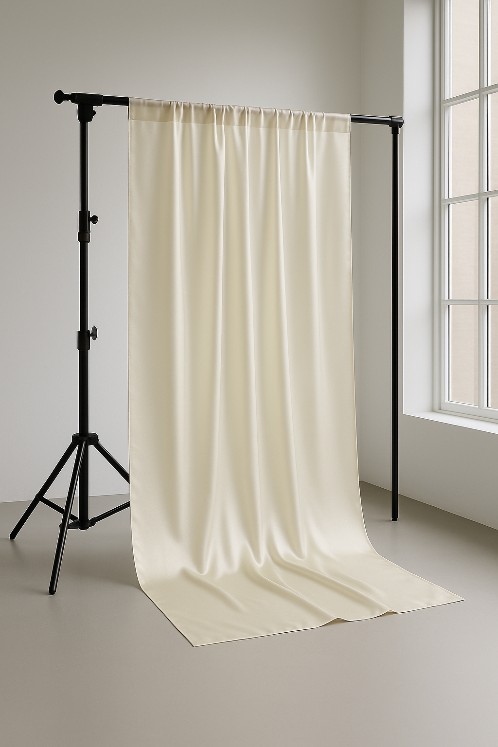 Heavy Satijn Stof Ecru –Brandvertragend & 280 cm Breed