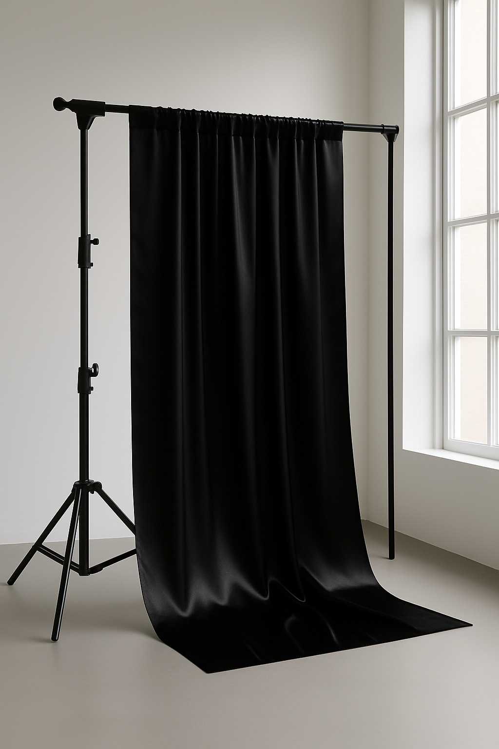 Heavy Satijn Stof Zwart –Brandvertragend & 280 cm Breed
