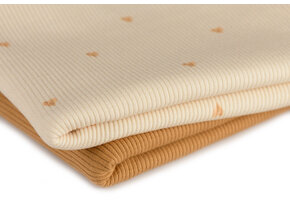 Rib Jersey Stof - Mini Camel Hartjes