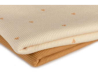 Rib Jersey Stof - Mini Camel Hartjes
