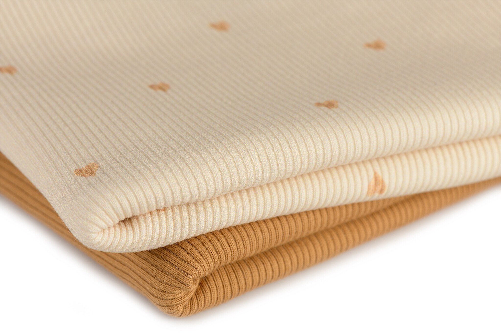 Rib Jersey Stof - Mini Camel Hartjes