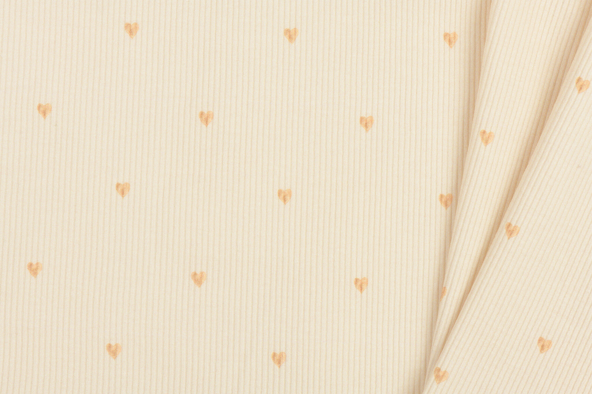 Rib Jersey Stof - Mini Camel Hartjes