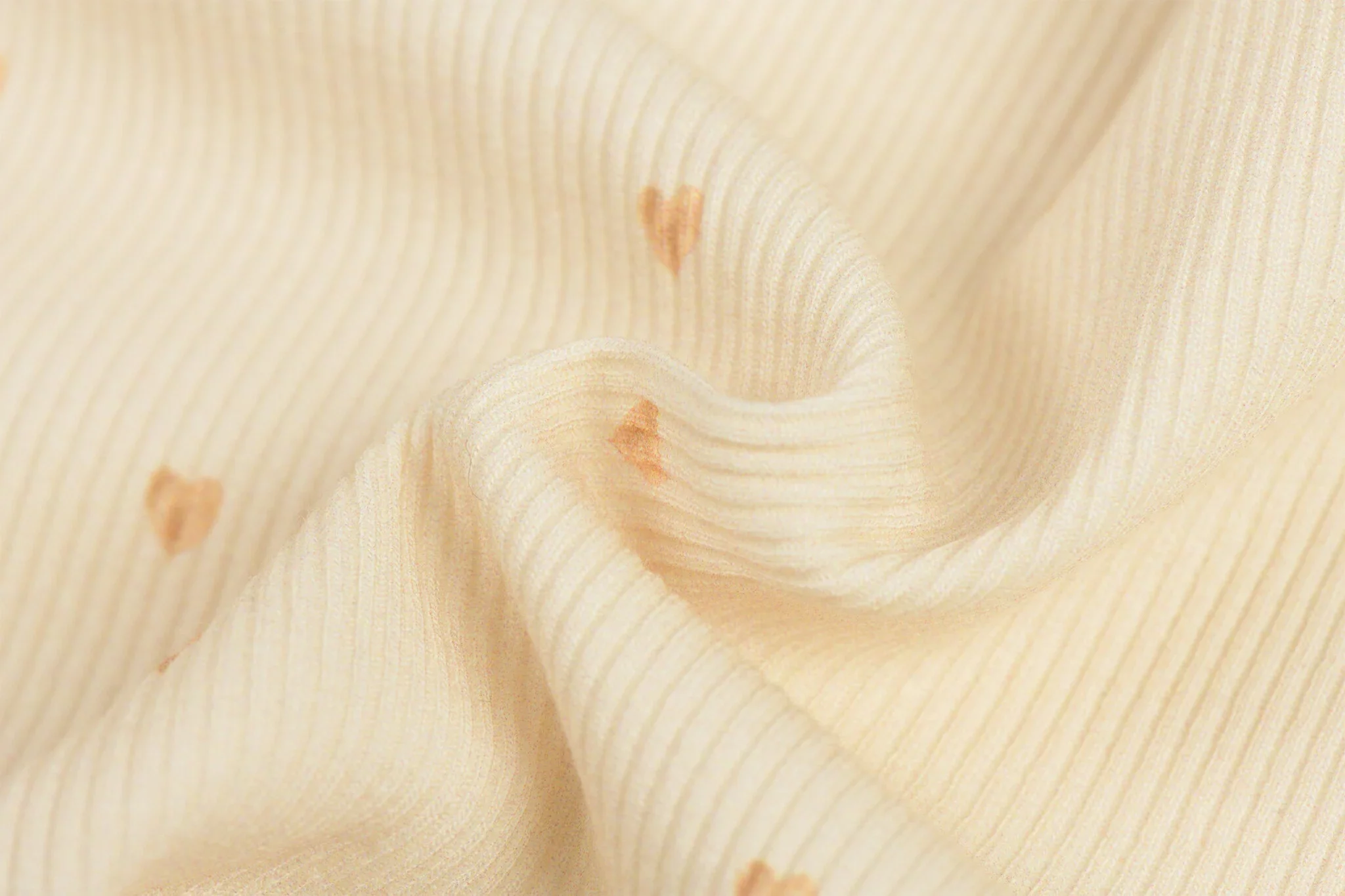 Rib Jersey Stof - Mini Camel Hartjes