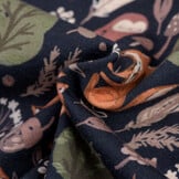 Sweat Stof Digitale Print Bosdieren Avontuur - Navy