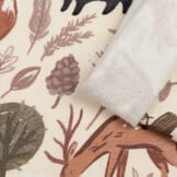 Sweat Stof Digitale Print Bosdieren Avontuur - Ecru