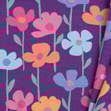 French Terry Stof Digitale Print Bloemenveld – Paars