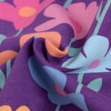 French Terry Stof Digitale Print Bloemenveld – Paars