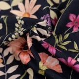 Jersey Katoen Stof Bloemen - Donkerblauw