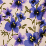 French Terry Stof Digitale Print – Paarse Bloemen – Ecru