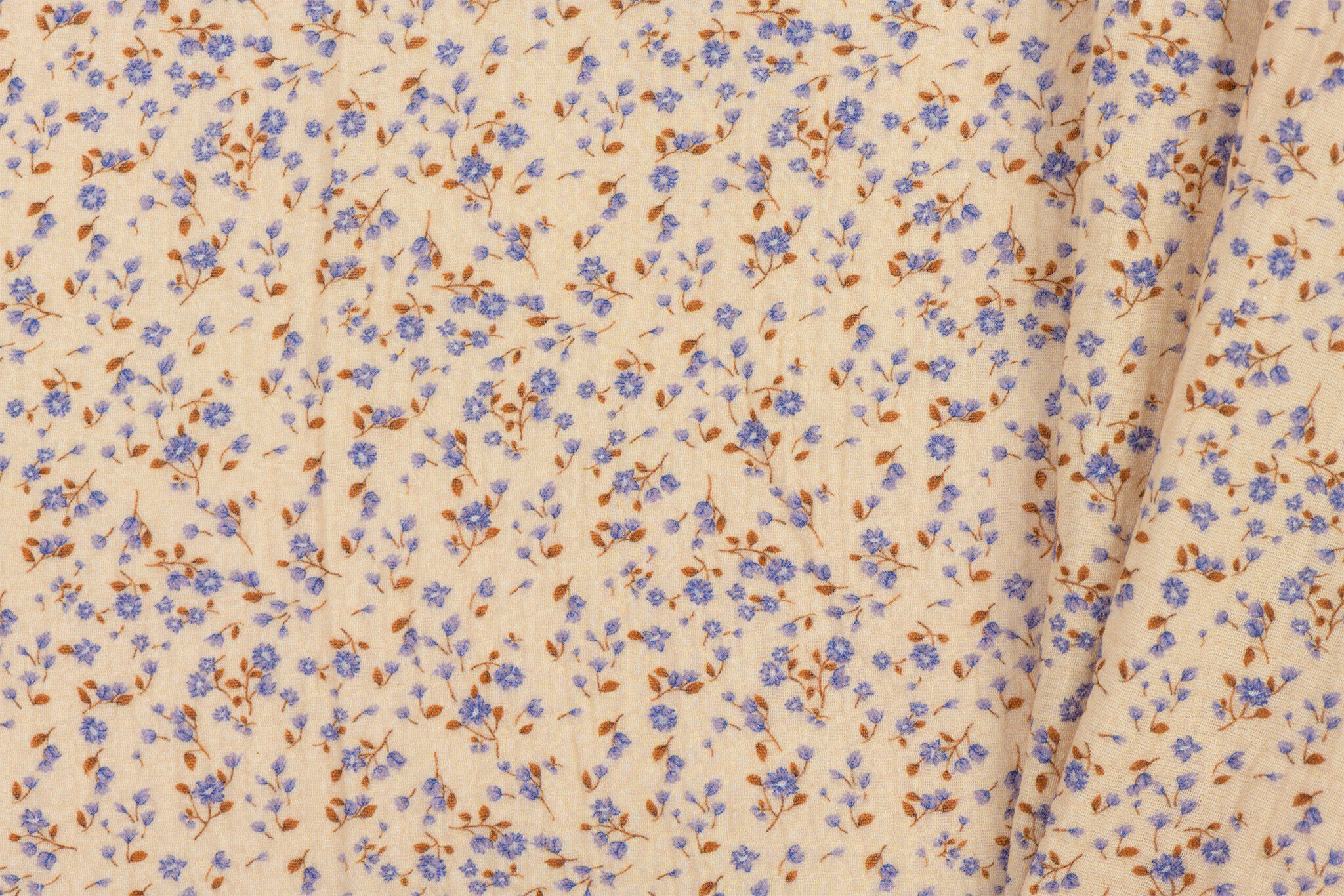 Hydrofiel Stof Blauwe Minibloemen – Zacht, Ademend & Huidvriendelijk