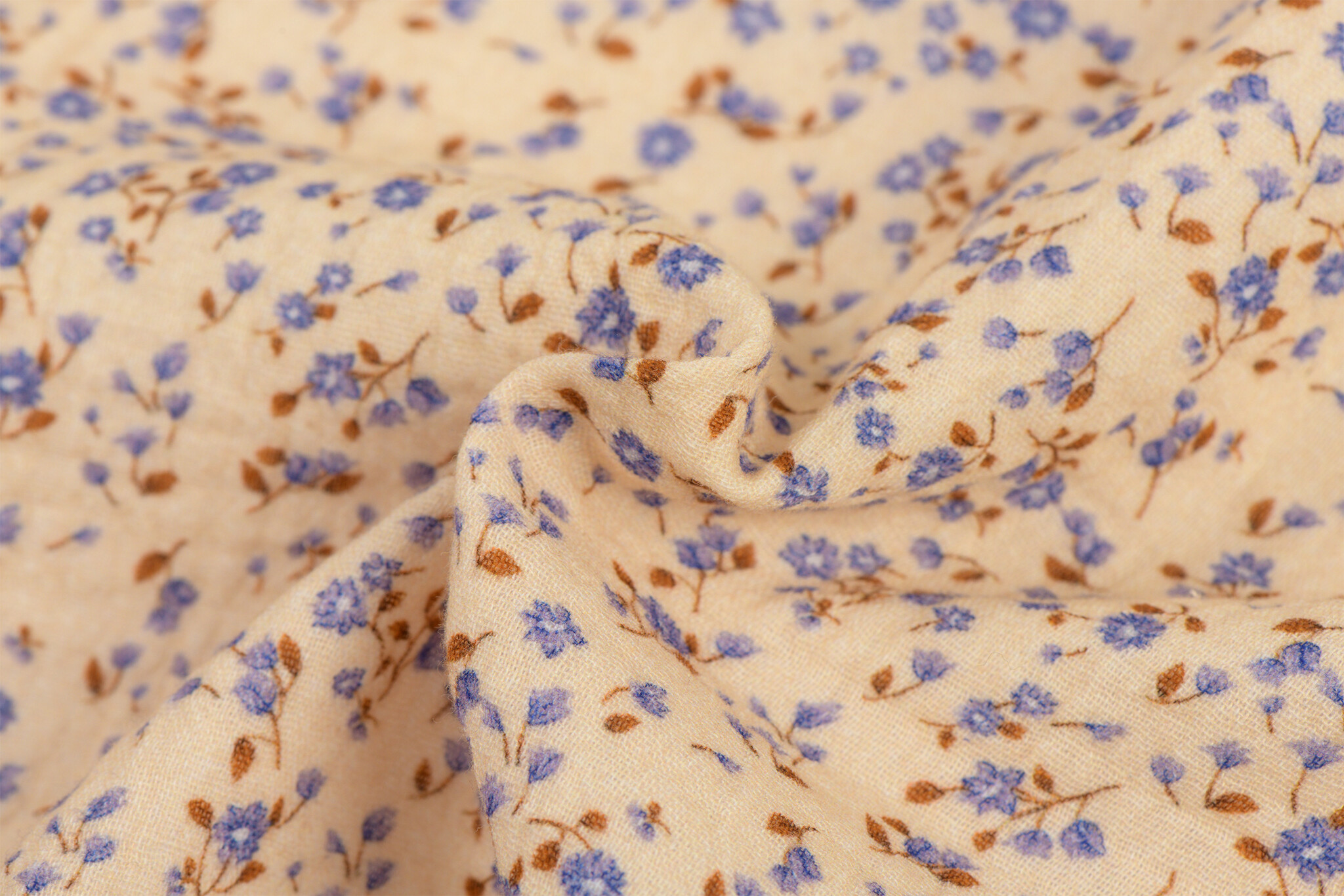 Hydrofiel Stof Blauwe Minibloemen – Zacht, Ademend & Huidvriendelijk