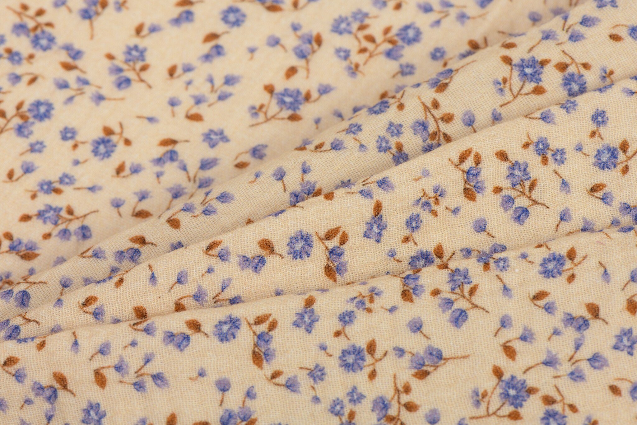 Hydrofiel Stof Blauwe Minibloemen – Zacht, Ademend & Huidvriendelijk
