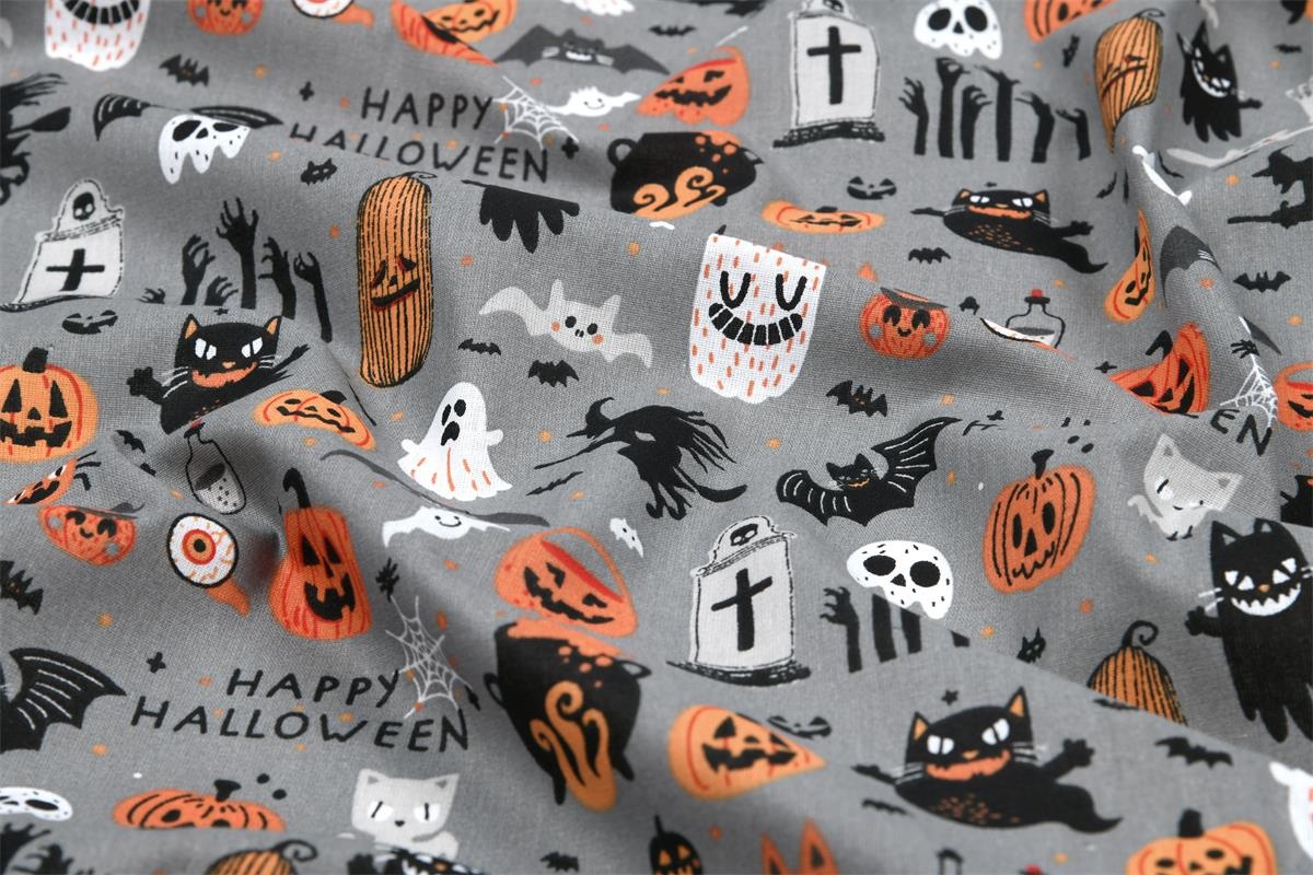 Katoen Stof Happy Halloween – Voor Enge Creaties & Spookdecoraties