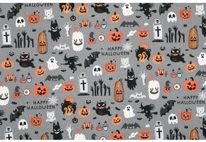 Katoen Stof Halloween Print Happy Halloween
