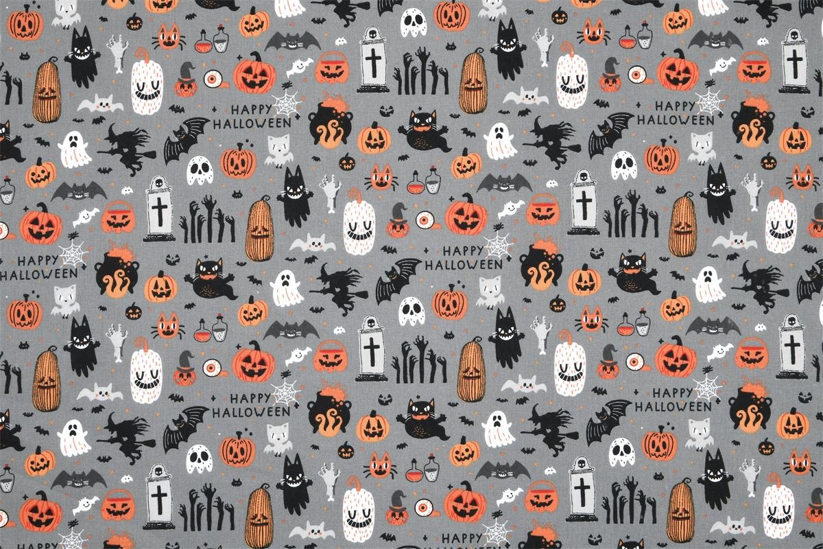 Katoen Stof Happy Halloween – Voor Enge Creaties & Spookdecoraties