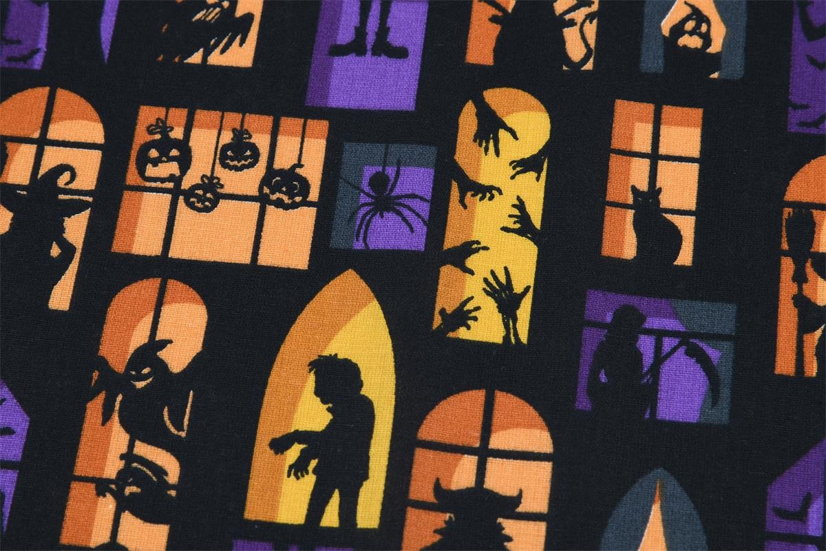 Katoen Stof Halloween Print Haunted Windows – Griezelige Creaties