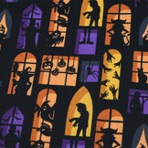 Katoen Stof Halloween Print Haunted Windows – Griezelige Creaties
