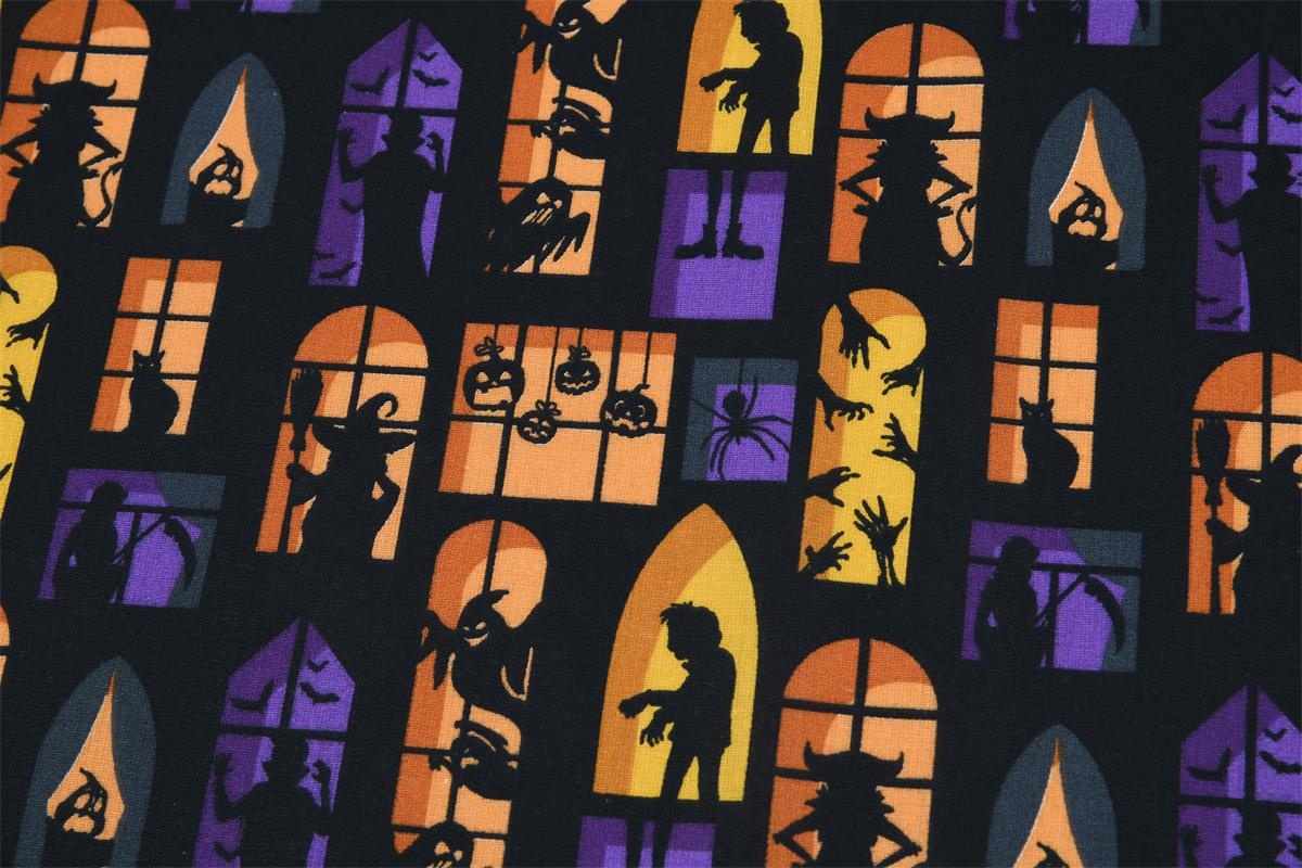 Katoen Stof Halloween Print Haunted Windows – Griezelige Creaties