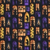 Katoen Stof Halloween Print Haunted Windows – Griezelige Creaties