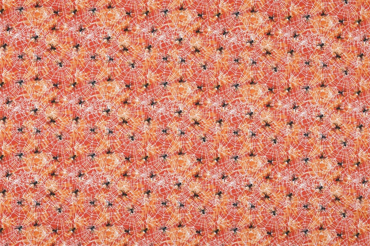 Katoen Stof Halloween Creepy Crawlers – Oranje – Griezelige Creaties